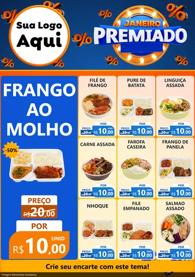Modelo de Encarte para Encarte A4 Vertical com o tema Janeiro Premiado para Restaurante