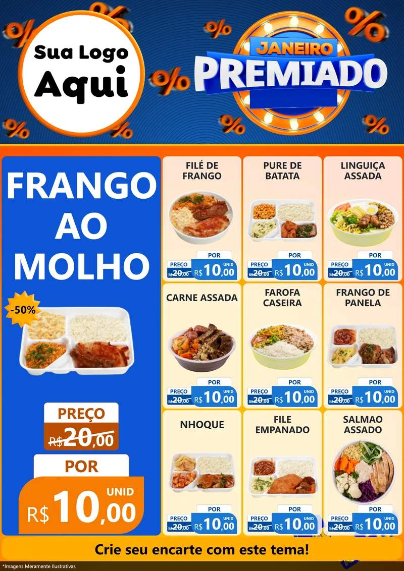 Modelo de Encarte para Encarte A4 Vertical com o tema Janeiro Premiado para Restaurante