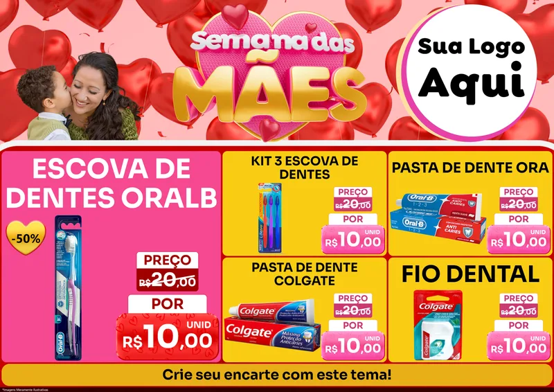 Modelo de Encarte para Encarte A4 Horizontal com o tema Semana Das Mães para Higiene Pessoal