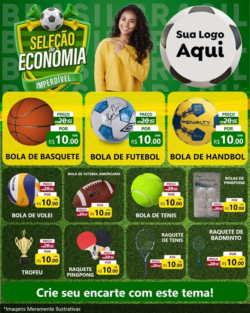 Modelo de Rede Social para Feed Instagram com o tema Seleção de Economia - Copa para Artigos Esportivos