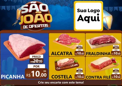 Modelo de Encarte para Encarte A4 Horizontal com o tema São João Ofertas Imbatíveis! - Junina para Açougue