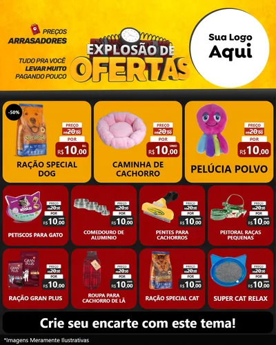 Modelo de Rede Social para Feed Instagram com o tema Explosão de Ofertas para Pet Shop