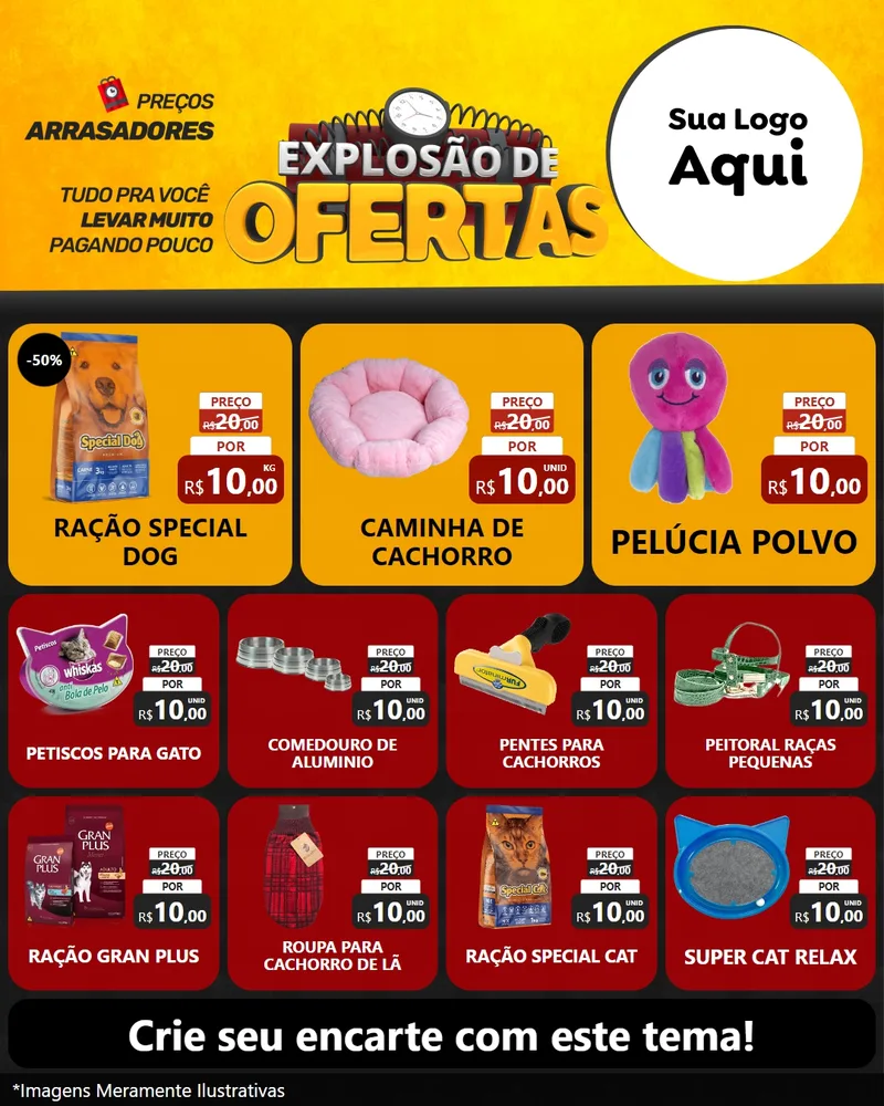 Modelo de Rede Social para Feed Instagram com o tema Explosão de Ofertas para Pet Shop