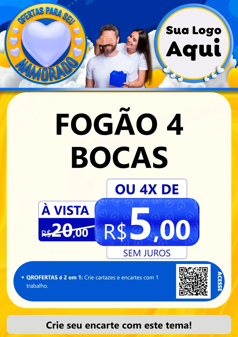 Modelo de Cartaz para Cartaz A4 Vertical com o tema Ofertas Para Seu Namorado para Móveis e Eletro