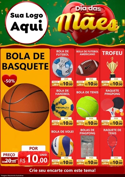 Modelo de Encarte para Encarte A4 Vertical com o tema Dia das Mães para Artigos Esportivos