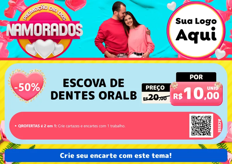 Modelo de Cartaz para Cartaz A4 Horizontal com o tema Promoção Dia dos Namorados para Higiene Pessoal