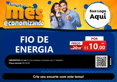 Modelo de Cartaz para Cartaz A4 Horizontal com o tema Comece O Mês Economizando para Materiais Elétricos