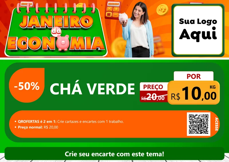 Modelo de Cartaz para Cartaz A4 Horizontal com o tema Janeiro da Economia para Produtos Naturais