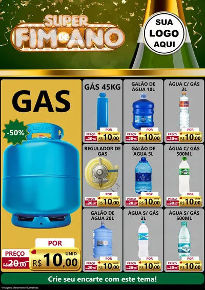 Modelo de Encarte para Encarte A4 Vertical com o tema Super Fim de Ano para Água e gás