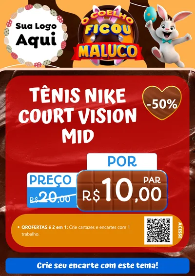Modelo de Cartaz para Cartaz A4 Vertical com o tema O Coelho Ficou Maluco - Páscoa para Calçados