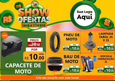 Modelo de Encarte para Encarte A4 Horizontal com o tema Show de Ofertas Imbatíveis para Moto peças