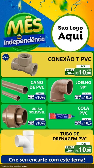 Modelo de TV para TV Vertical com o tema Mês da Independência para Tubos e conexões