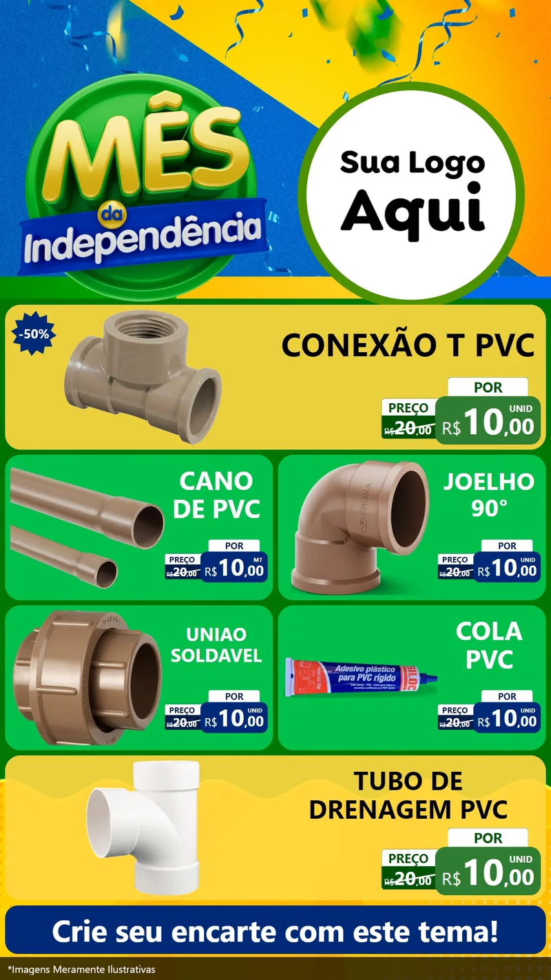Modelo de TV para TV Vertical com o tema Mês da Independência para Tubos e conexões