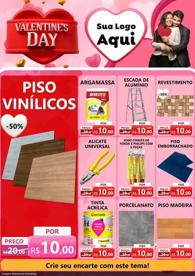 Modelo de Encarte para Encarte A4 Vertical com o tema Valentine's Day para Material para Construção