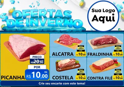 Modelo de Encarte para Encarte A4 Horizontal com o tema Ofertas de Inverno para Açougue