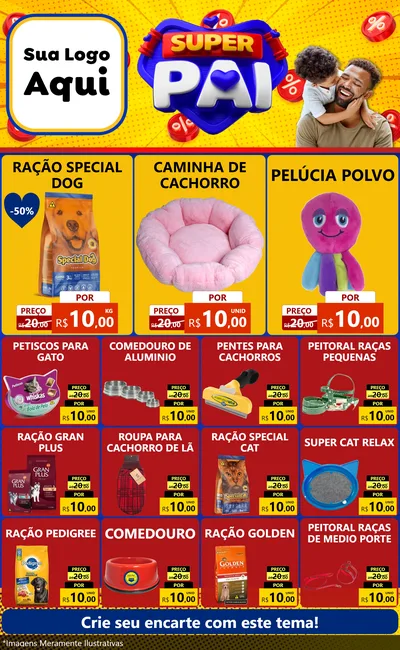Modelo de Encarte para Encarte Grande com o tema Super Pai para Pet Shop