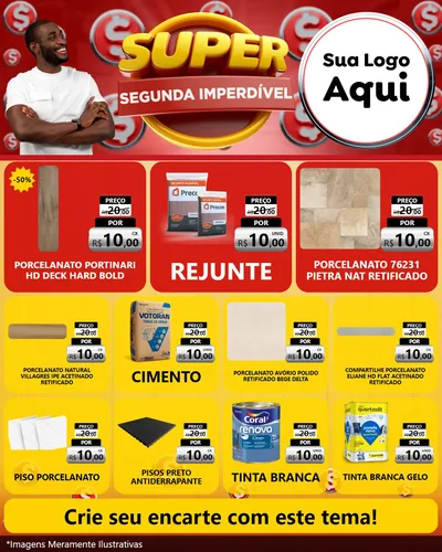 Modelo de Rede Social para Feed Instagram com o tema Super Segunda Imperdível para Pisos e revestimentos