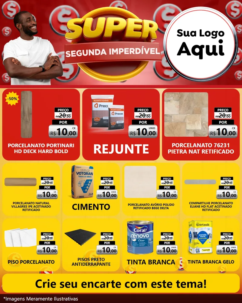 Modelo de Rede Social para Feed Instagram com o tema Super Segunda Imperdível para Pisos e revestimentos