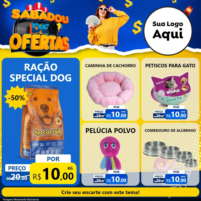 Modelo de Rede Social para Feed Facebook com o tema Sabadou de Ofertas para Pet Shop