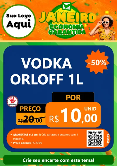 Modelo de Cartaz para Cartaz A4 Vertical com o tema Janeiro - Economia Garantida para Distribuidora de bebidas