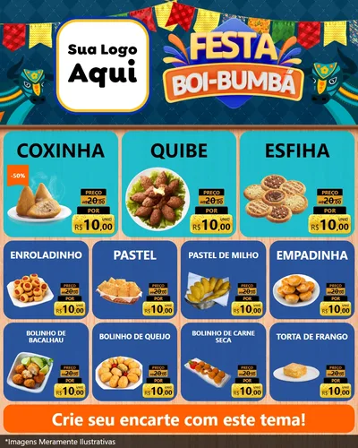 Modelo de Rede Social para Feed Instagram com o tema Festa Boi Bumbá para Salgadaria