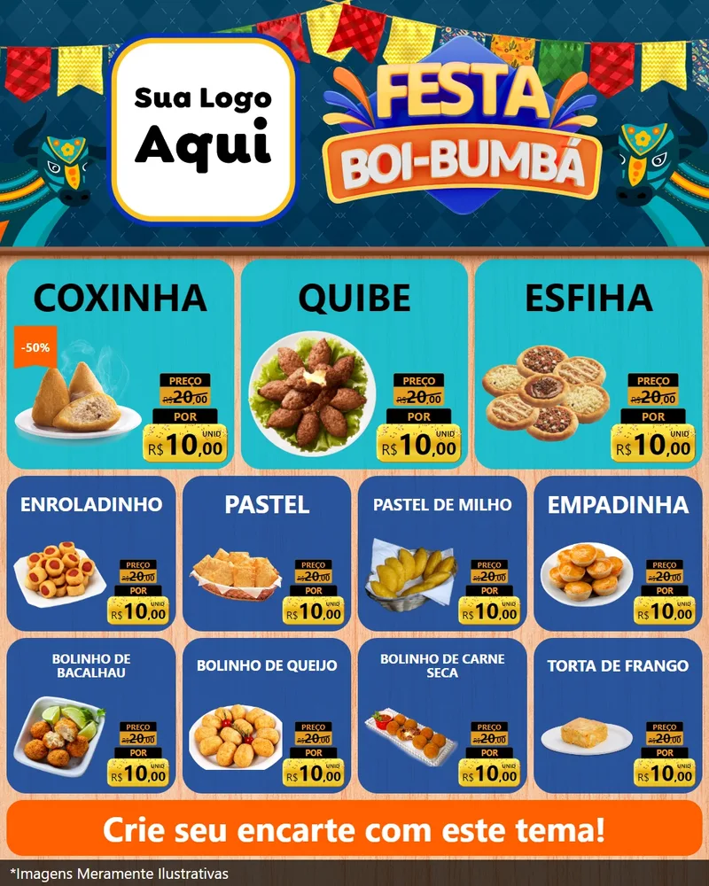 Modelo de Rede Social para Feed Instagram com o tema Festa Boi Bumbá para Salgadaria