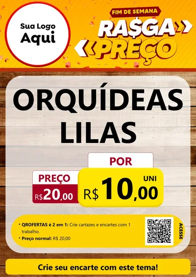 Modelo de Cartaz para Cartaz A4 Vertical com o tema Fim de Semana Rasga Preços para Floricultura e jardim