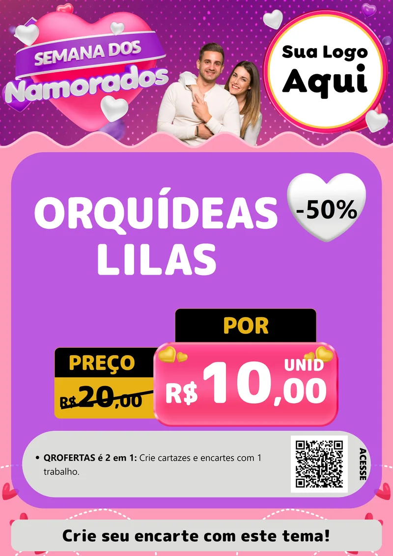 Modelo de Cartaz para Cartaz A4 Vertical com o tema Semana dos Namorados para Floricultura e jardim