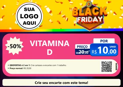 Modelo de Cartaz para Cartaz A4 Horizontal com o tema Black Friday para Farmácia