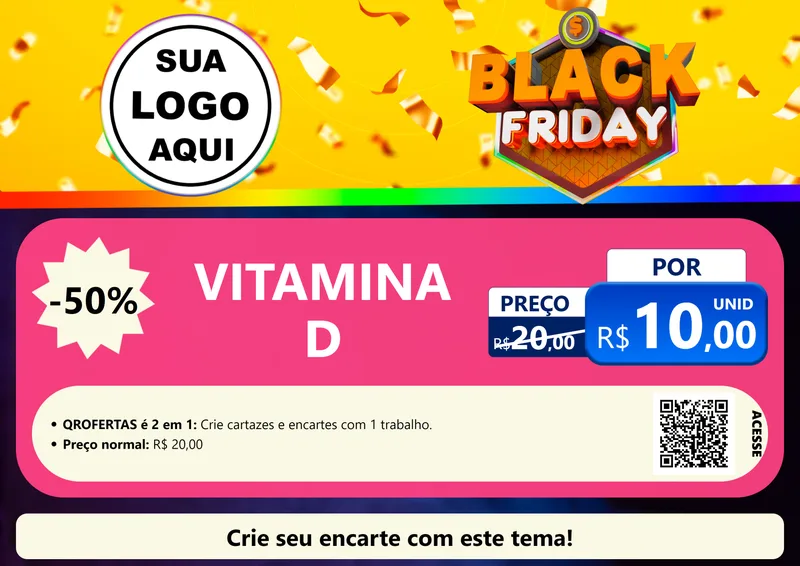 Modelo de Cartaz para Cartaz A4 Horizontal com o tema Black Friday para Farmácia