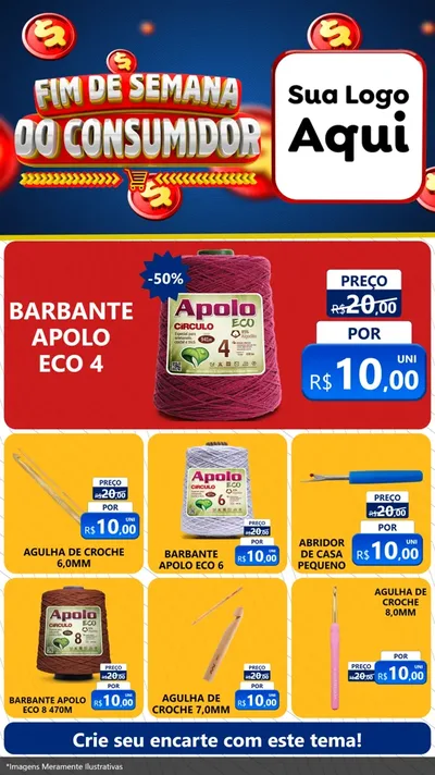Modelo de Rede Social para Stories com o tema Fim de Semana do Consumidor para Armarinho e Aviamentos