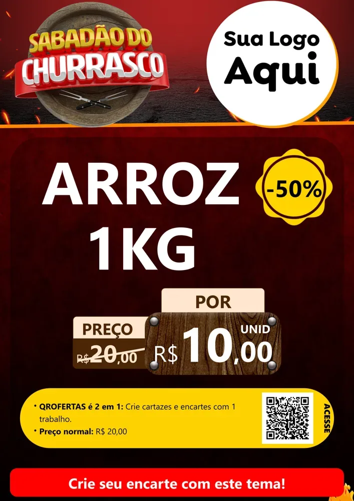 Modelo de Cartaz para Cartaz A4 Vertical com o tema Sabadão Do Churrasco para Supermercado
