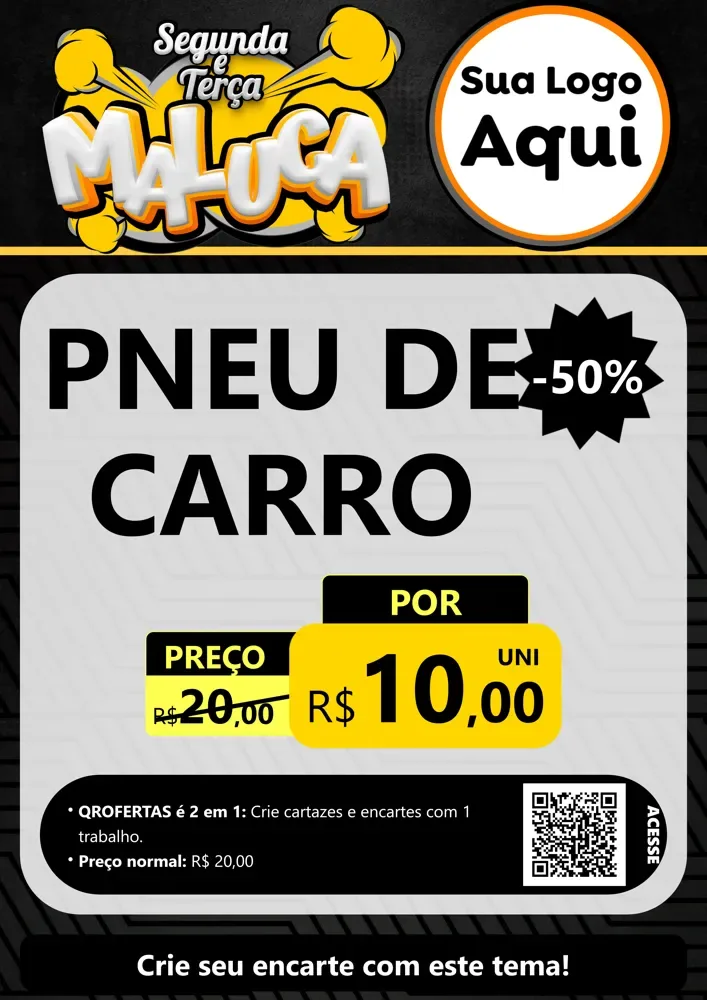 Modelo de Cartaz para Cartaz A4 Vertical com o tema Segunda e Terça Maluca para Auto peças