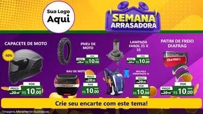 Modelo de TV para TV Horizontal com o tema Semana Arrasadora para Moto peças
