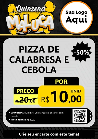 Modelo de Cartaz para Cartaz A4 Vertical com o tema Quinzena Maluca para Pizzaria