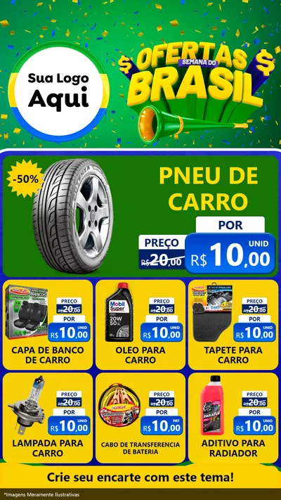 Modelo de Rede Social para Stories com o tema Ofertas Semana do Brasil para Auto peças