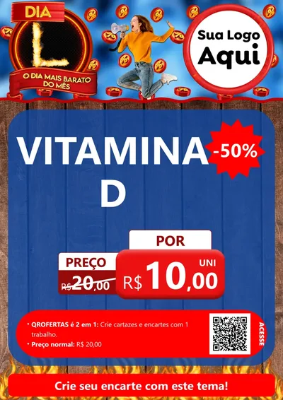 Modelo de Cartaz para Cartaz A4 Vertical com o tema Dia L - O Dia Mais Barato Do Mês para Farmácia