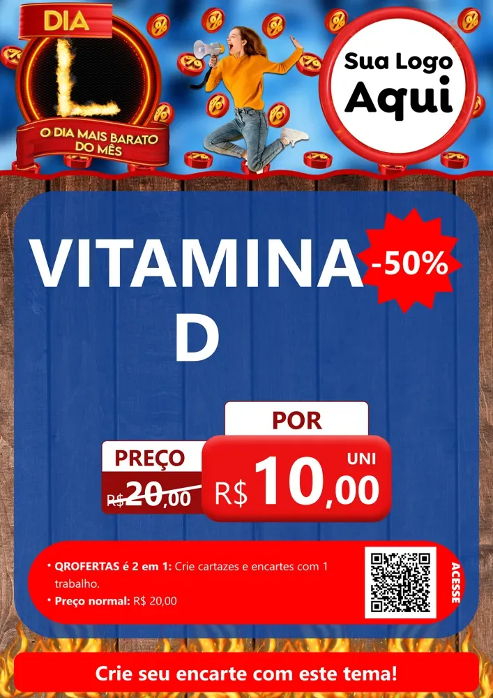 Modelo de Cartaz para Cartaz A4 Vertical com o tema Dia L - O Dia Mais Barato Do Mês para Farmácia