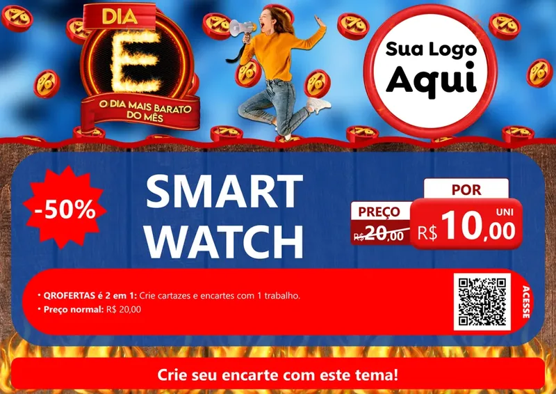 Modelo de Cartaz para Cartaz A4 Horizontal com o tema Dia E - O Dia Mais Barato Do Mês para Informática