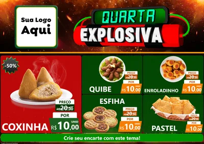 Modelo de Encarte para Encarte A4 Horizontal com o tema Quarta Explosiva para Salgadaria