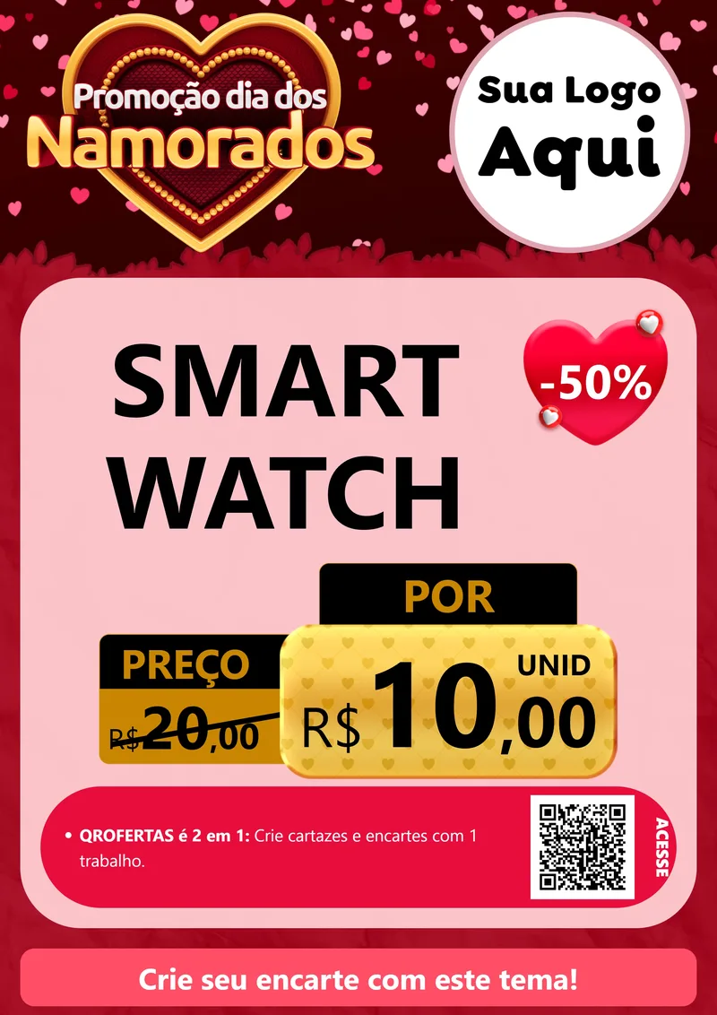 Modelo de Cartaz para Cartaz A4 Vertical com o tema Promoção Dia Dos Namorados para Informática