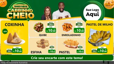 Modelo de TV para TV Horizontal com o tema Carrinho Cheio para Salgadaria