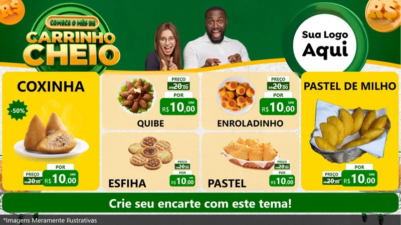 Modelo de TV para TV Horizontal com o tema Carrinho Cheio para Salgadaria