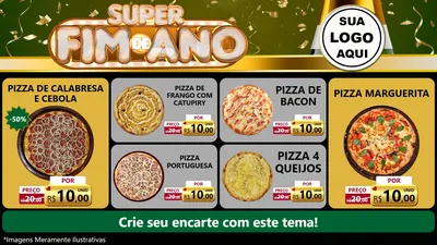 Modelo de TV para TV Horizontal com o tema Super Fim de Ano para Pizzaria