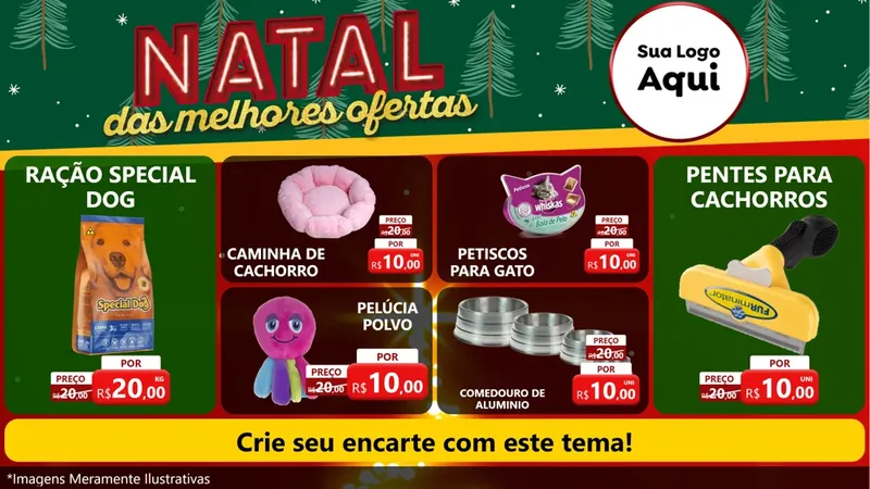 Modelo de TV para TV Horizontal com o tema Natal das Melhores Ofertas para Pet Shop