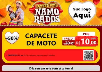 Modelo de Cartaz para Cartaz A4 Horizontal com o tema Arraiá dos Namorados para Moto peças
