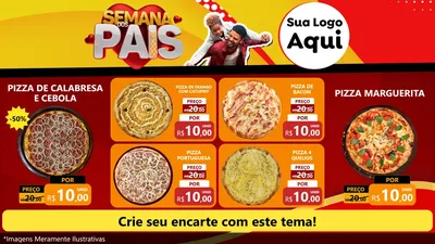 Modelo de TV para TV Horizontal com o tema Semana Dos Pais para Pizzaria