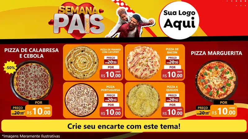 Modelo de TV para TV Horizontal com o tema Semana Dos Pais para Pizzaria