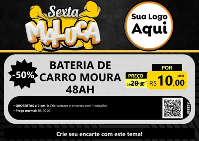 Modelo de Cartaz para Cartaz A4 Horizontal com o tema Sexta Maluca para Baterias Elétricas