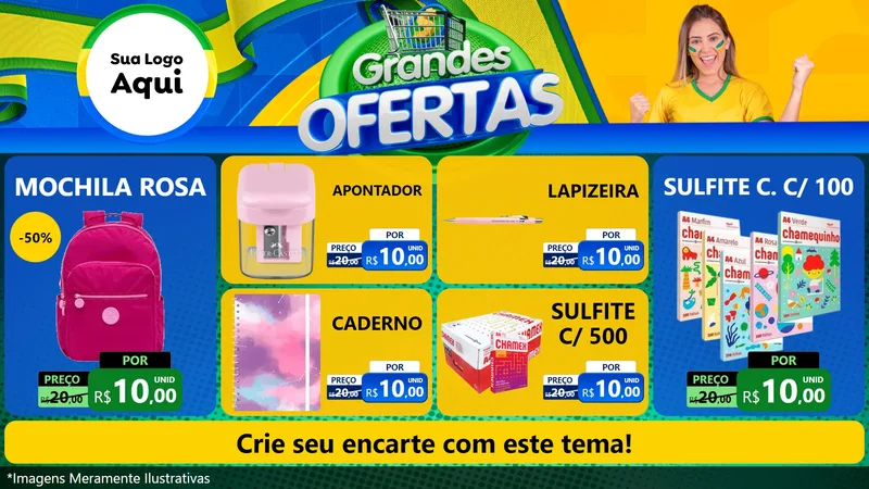 Modelo de TV para TV Horizontal com o tema Grandes Ofertas para Papelaria